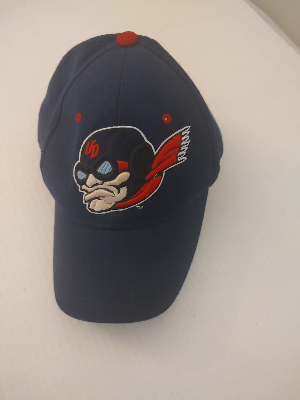 Zephyr Navy Blue Baseball Cap with Red Accents and White Embroidery
